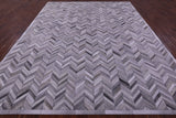 Grey Chevron Natural Cowhide Hand Stitched Patchwork Rug - 9' 0" X 12' 0"