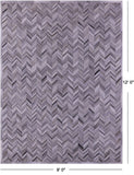 Grey Chevron Natural Cowhide Hand Stitched Patchwork Rug - 9' 0" X 12' 0"