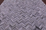 Grey Chevron Natural Cowhide Hand Stitched Patchwork Rug - 9' 0" X 12' 0"