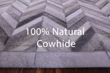 Grey Chevron Natural Cowhide Hand Stitched Patchwork Rug - 9' 0" X 12' 0"