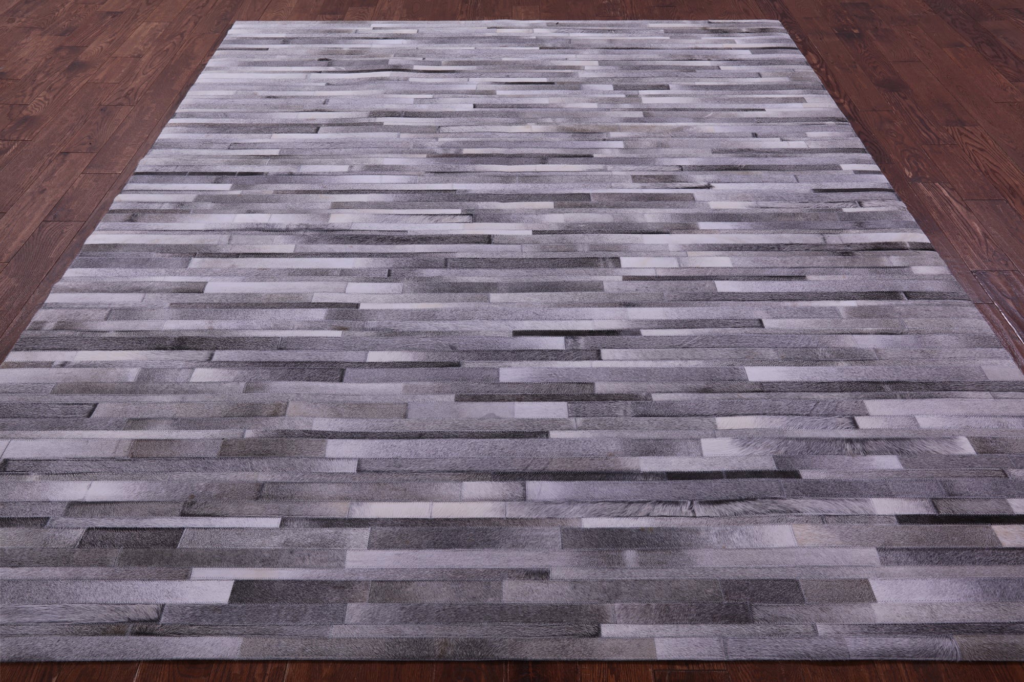 Grey Brickwork Natural Cowhide Hand Stitched Patchwork Rug - 8' 0" X 10' 0"