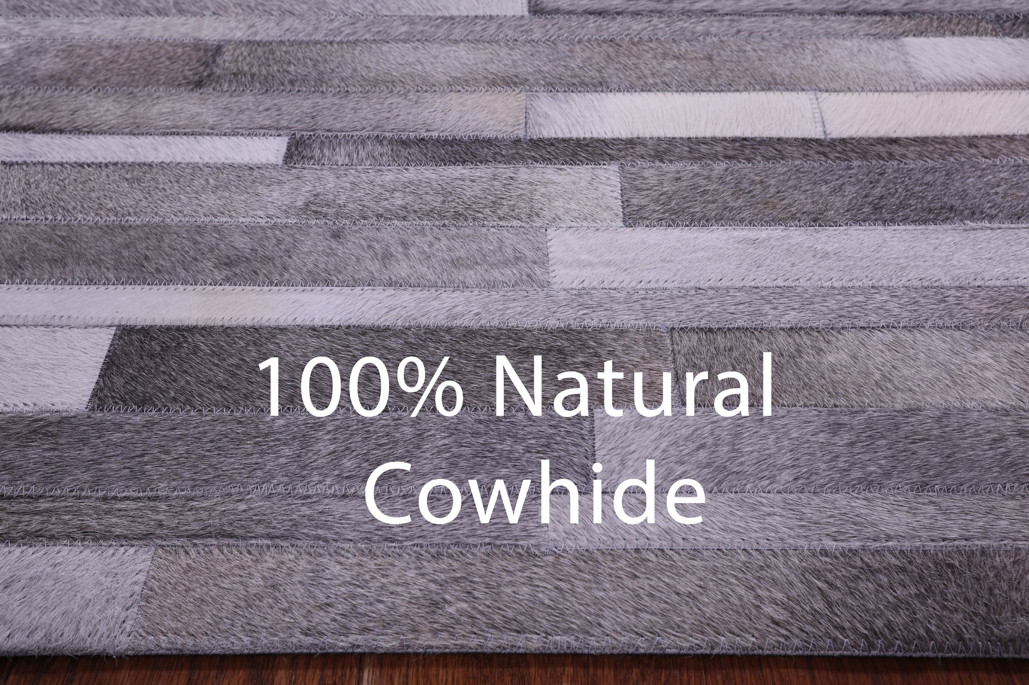 Grey Brickwork Natural Cowhide Hand Stitched Patchwork Rug - 8' 0" X 10' 0"