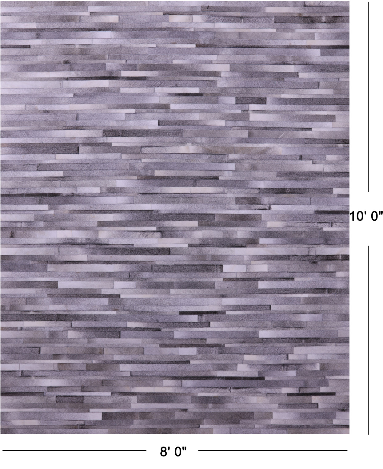 Grey Brickwork Natural Cowhide Hand Stitched Patchwork Rug - 8' 0" X 10' 0"