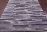 Grey Brickwork Natural Cowhide Hand Stitched Patchwork Rug - 6' 0" X 9' 0"