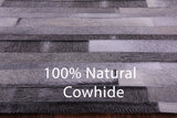 Grey Brickwork Natural Cowhide Hand Stitched Patchwork Rug - 6' 0" X 9' 0"