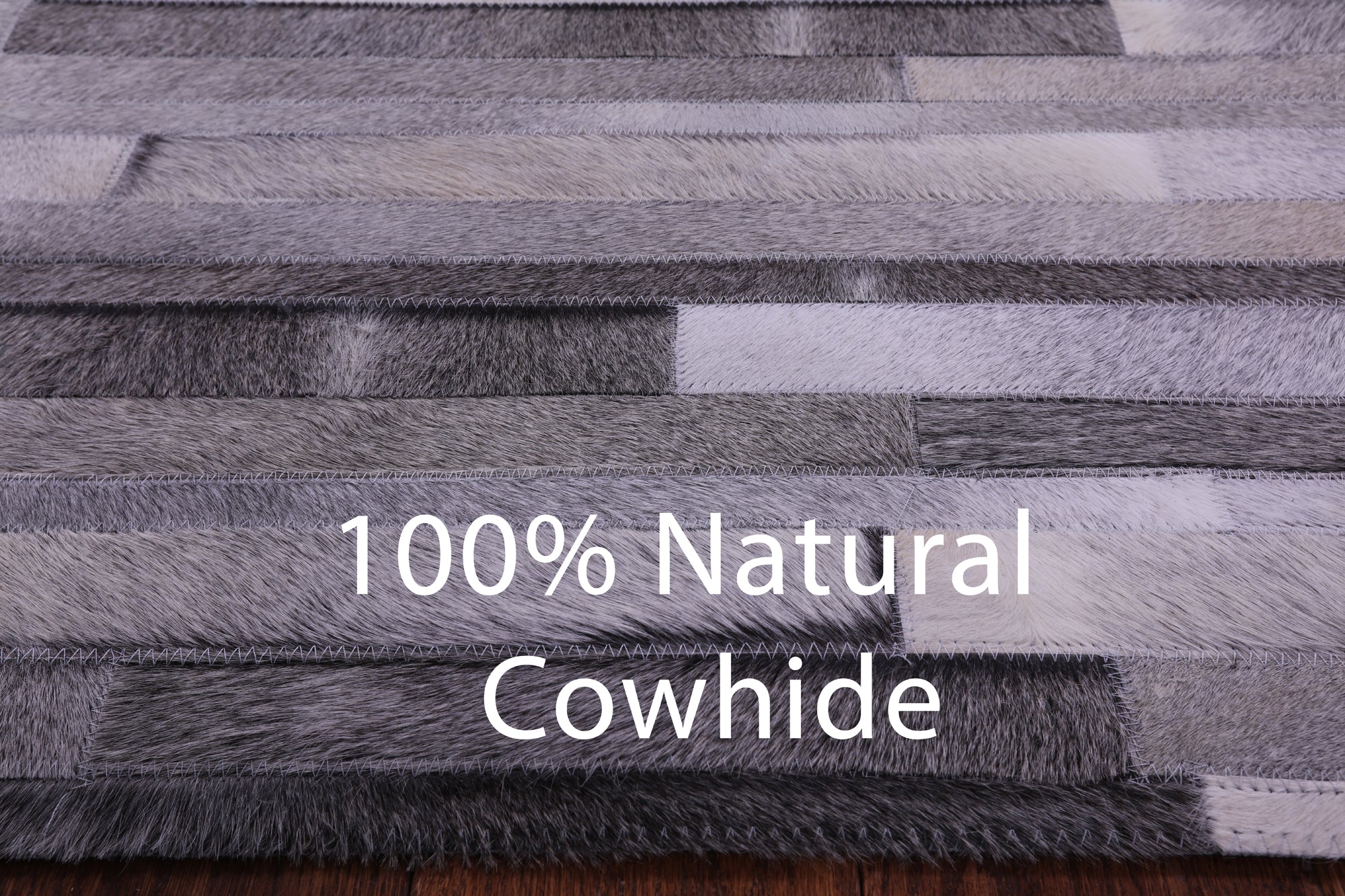 Grey Brickwork Natural Cowhide Hand Stitched Patchwork Rug - 6' 0" X 9' 0"