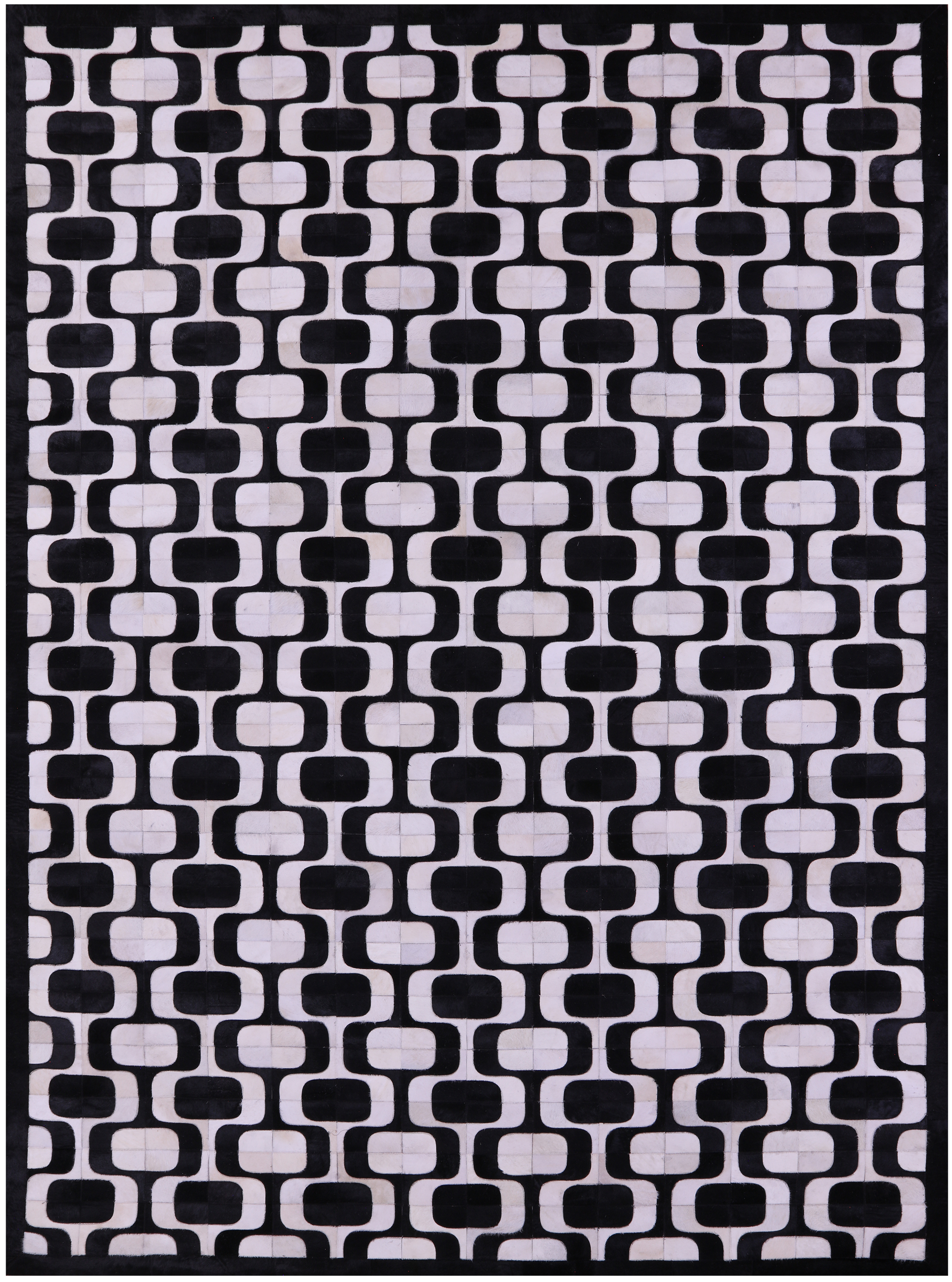 Black & White Natural Cowhide Hand Stitched Patchwork Rug - 9' 0" X 12' 0"