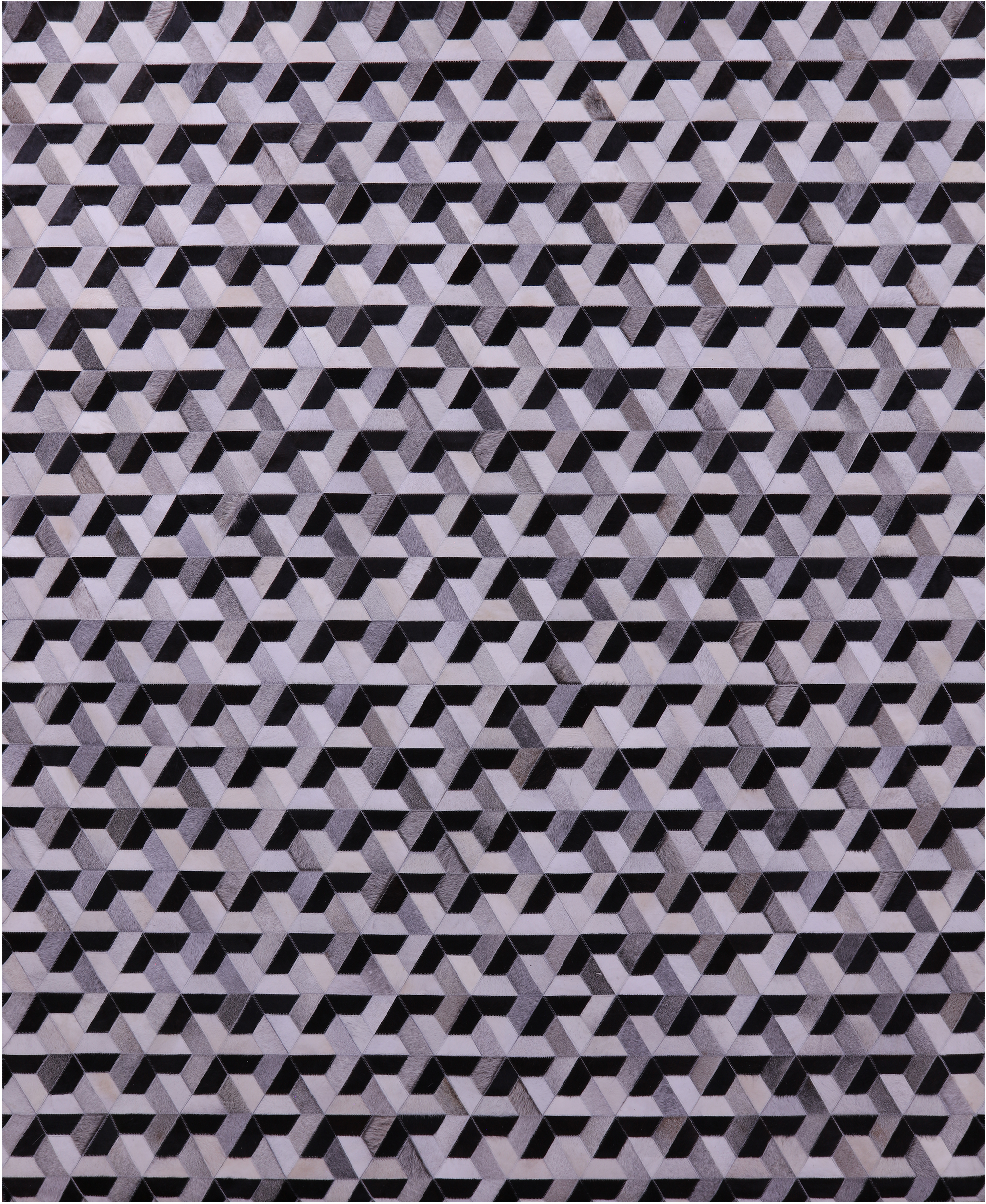 Black & White Natural Cowhide Hand Stitched Patchwork Rug - 8' 0" X 10' 0"