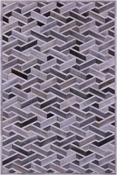 Grey Natural Cowhide Hand Stitched Patchwork Rug - 6' 0" X 9' 0"