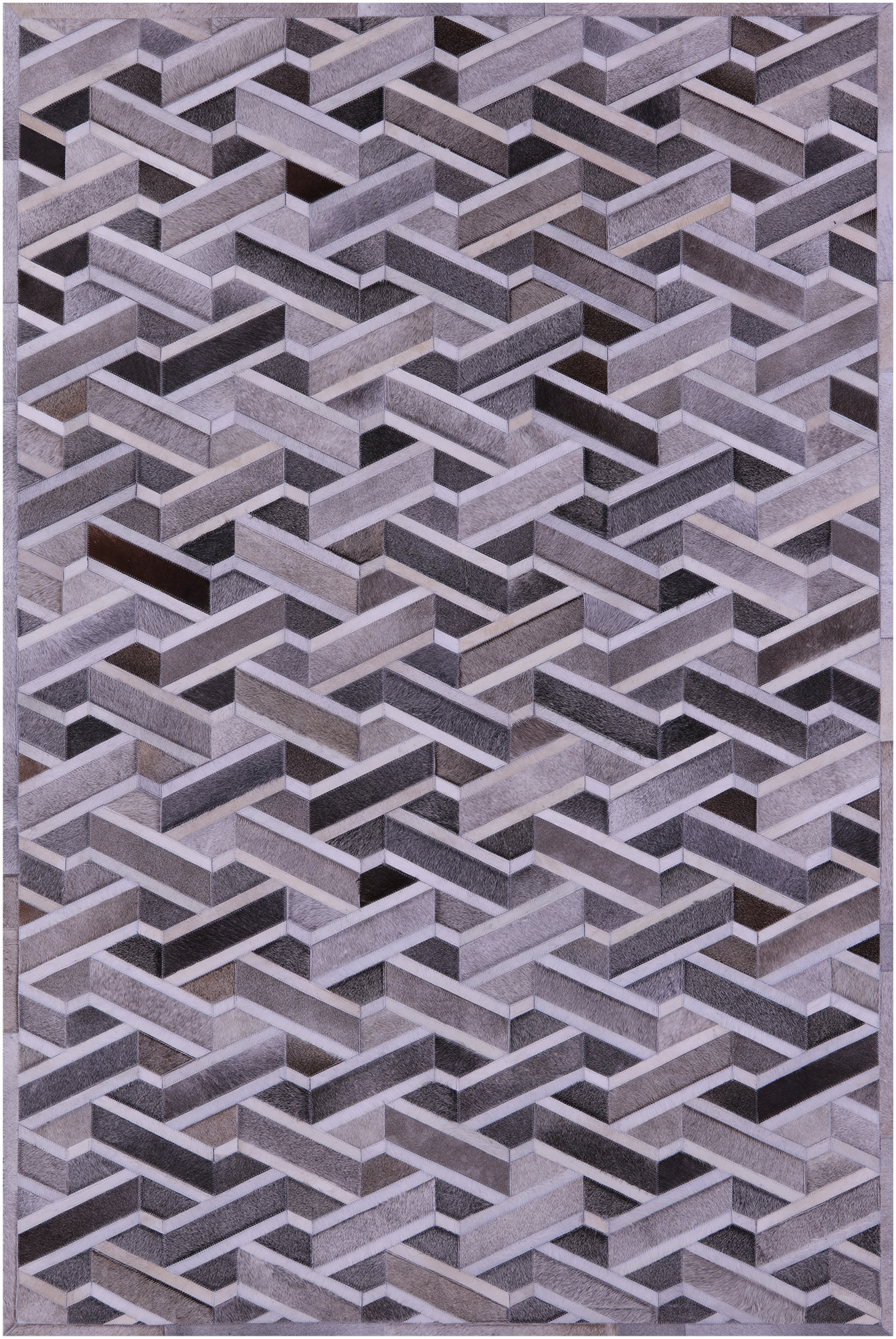 Grey Natural Cowhide Hand Stitched Patchwork Rug - 6' 0" X 9' 0"