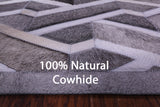 Grey Natural Cowhide Hand Stitched Patchwork Rug - 6' 0" X 9' 0"
