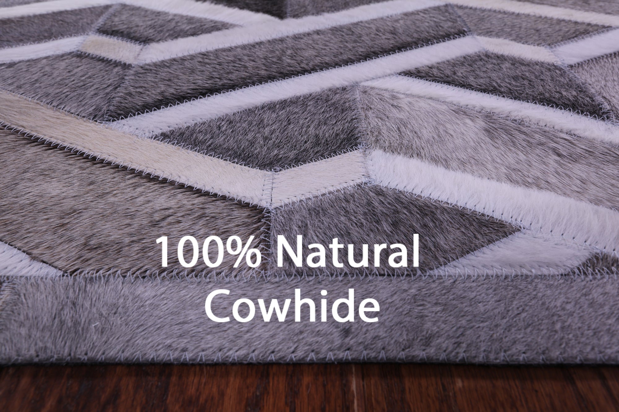 Grey Natural Cowhide Hand Stitched Patchwork Rug - 6' 0" X 9' 0"