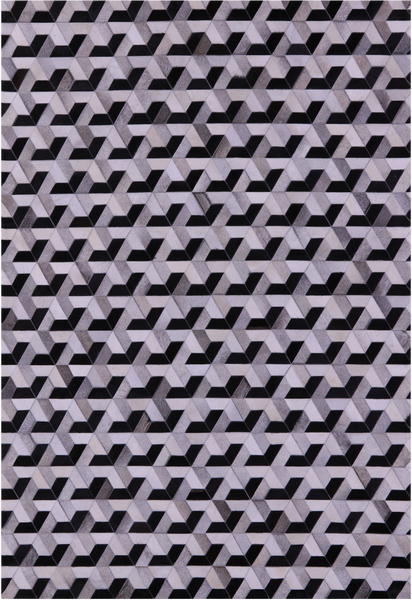 Black & White Natural Cowhide Hand Stitched Patchwork Rug - 6' 0" X 9' 0"