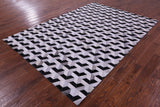 Black & White Natural Cowhide Hand Stitched Patchwork Rug - 6' 0" X 9' 0"