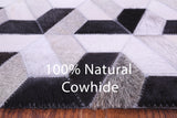 Black & White Natural Cowhide Hand Stitched Patchwork Rug - 6' 0" X 9' 0"