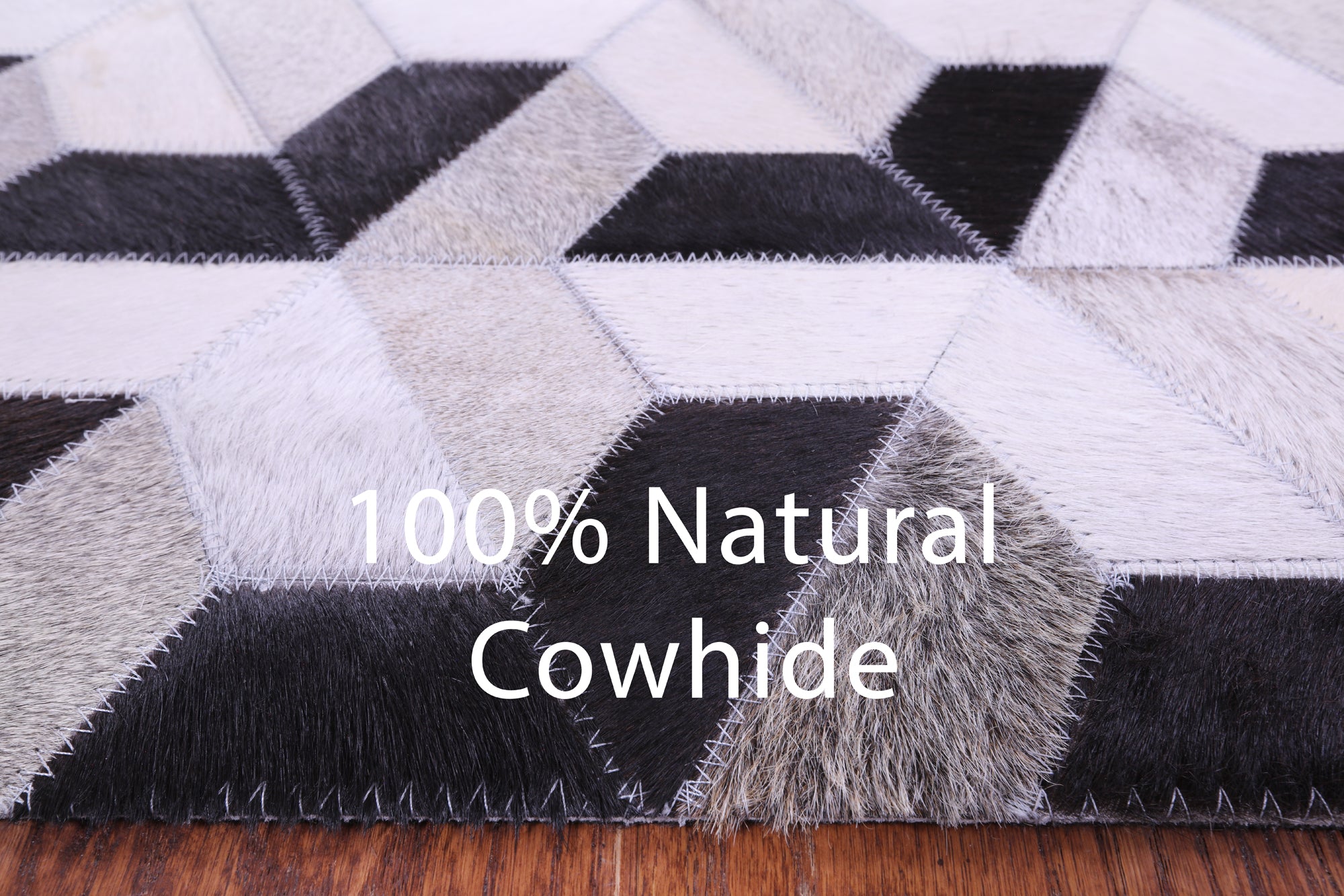 Black & White Natural Cowhide Hand Stitched Patchwork Rug - 6' 0" X 9' 0"