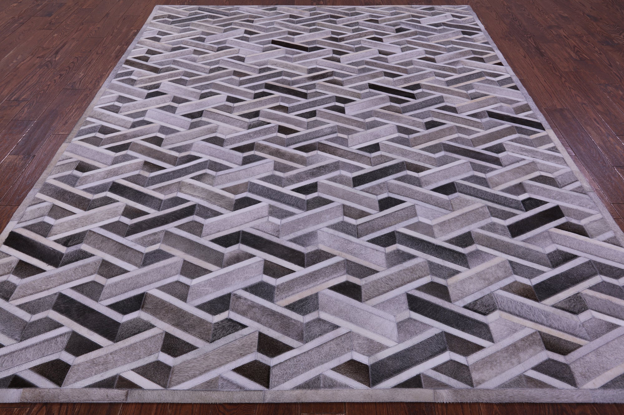 Grey Natural Cowhide Hand Stitched Patchwork Rug - 8' 0" X 10' 0"
