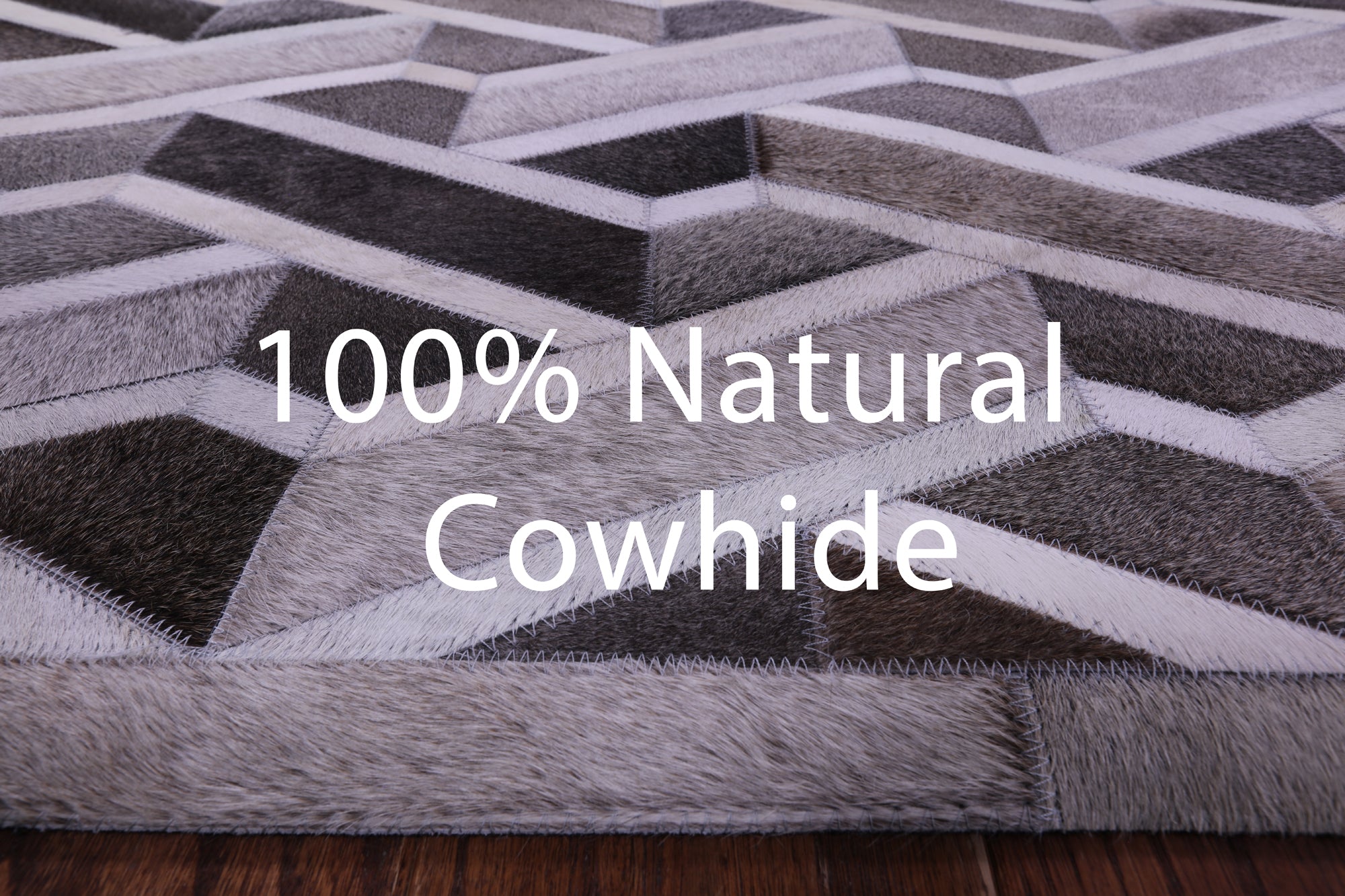 Grey Natural Cowhide Hand Stitched Patchwork Rug - 8' 0" X 10' 0"