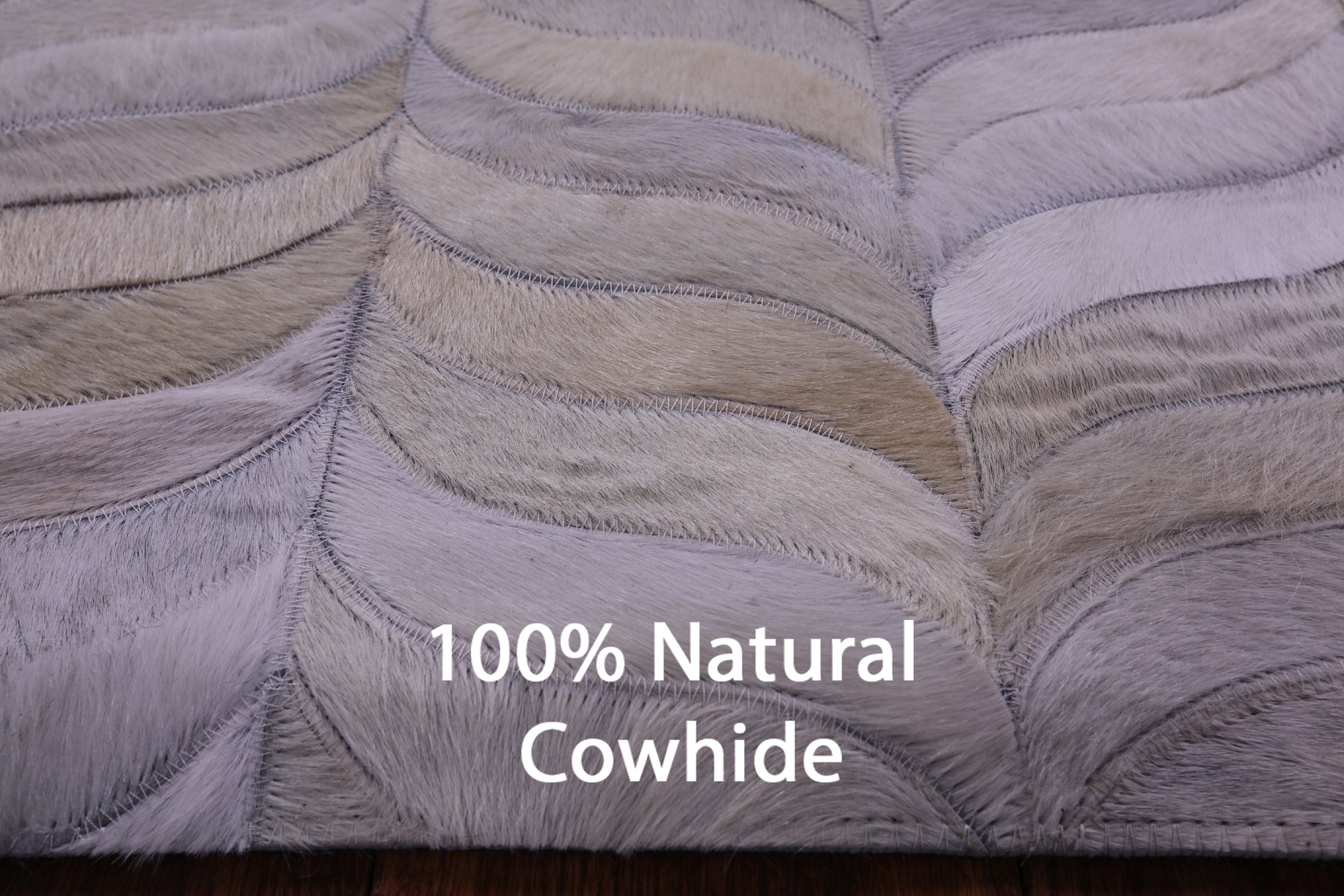 Ivory Natural Cowhide Hand Stitched Patchwork Rug - 6' 0" X 9' 0"