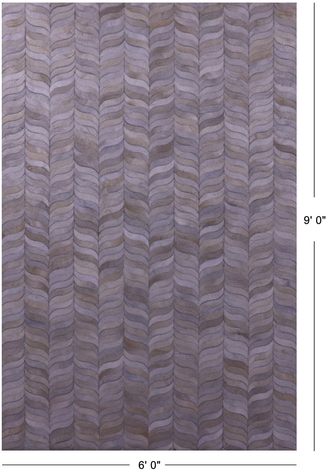 Ivory Natural Cowhide Hand Stitched Patchwork Rug - 6' 0" X 9' 0"