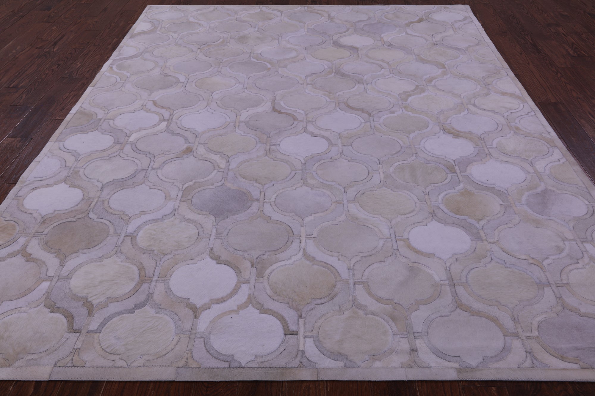 Ivory Natural Cowhide Hand Stitched Patchwork Rug - 8' 0" X 10' 0"