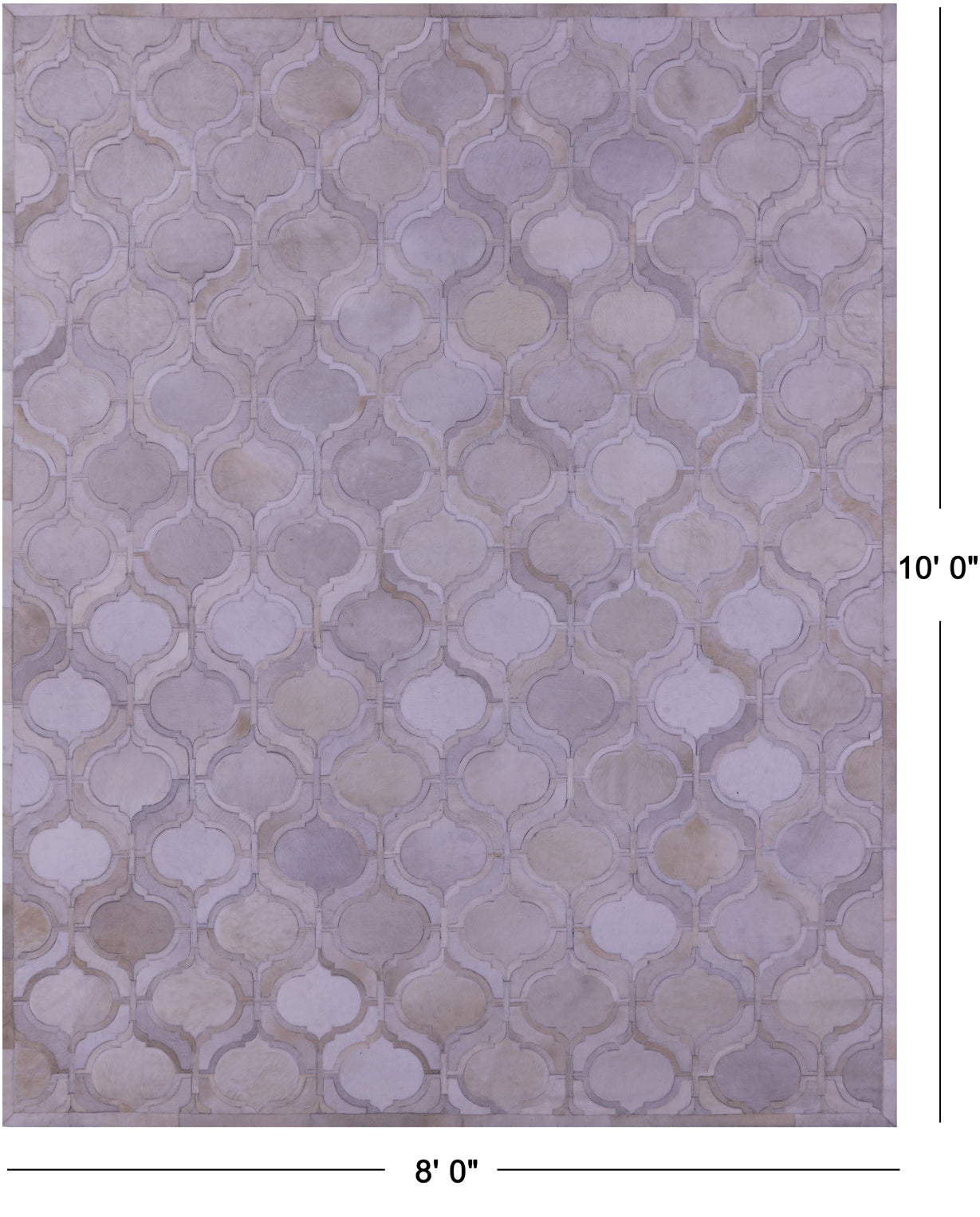 Ivory Natural Cowhide Hand Stitched Patchwork Rug - 8' 0" X 10' 0"