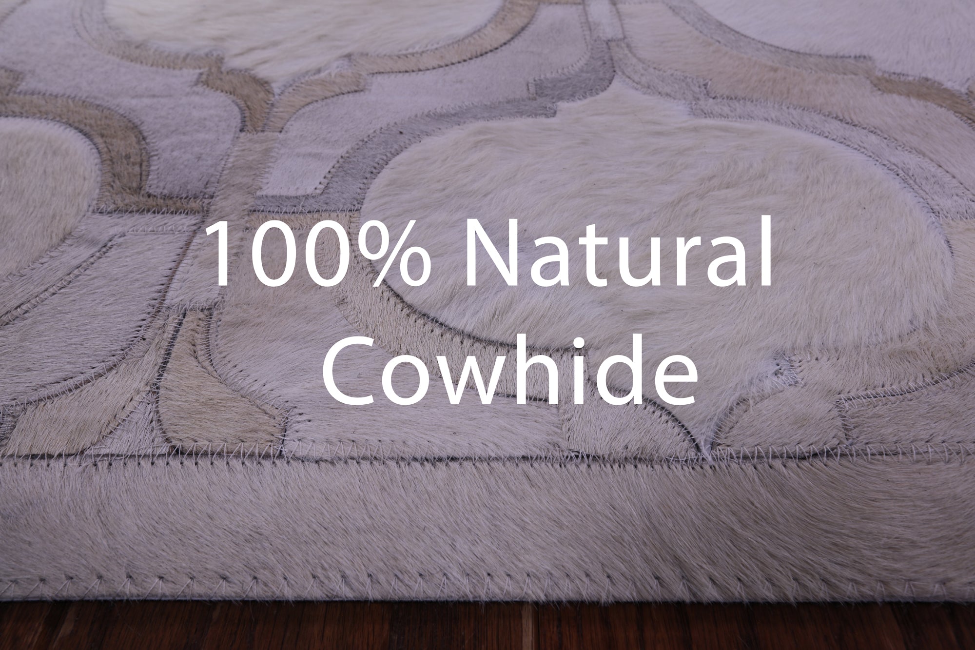 Ivory Natural Cowhide Hand Stitched Patchwork Rug - 8' 0" X 10' 0"