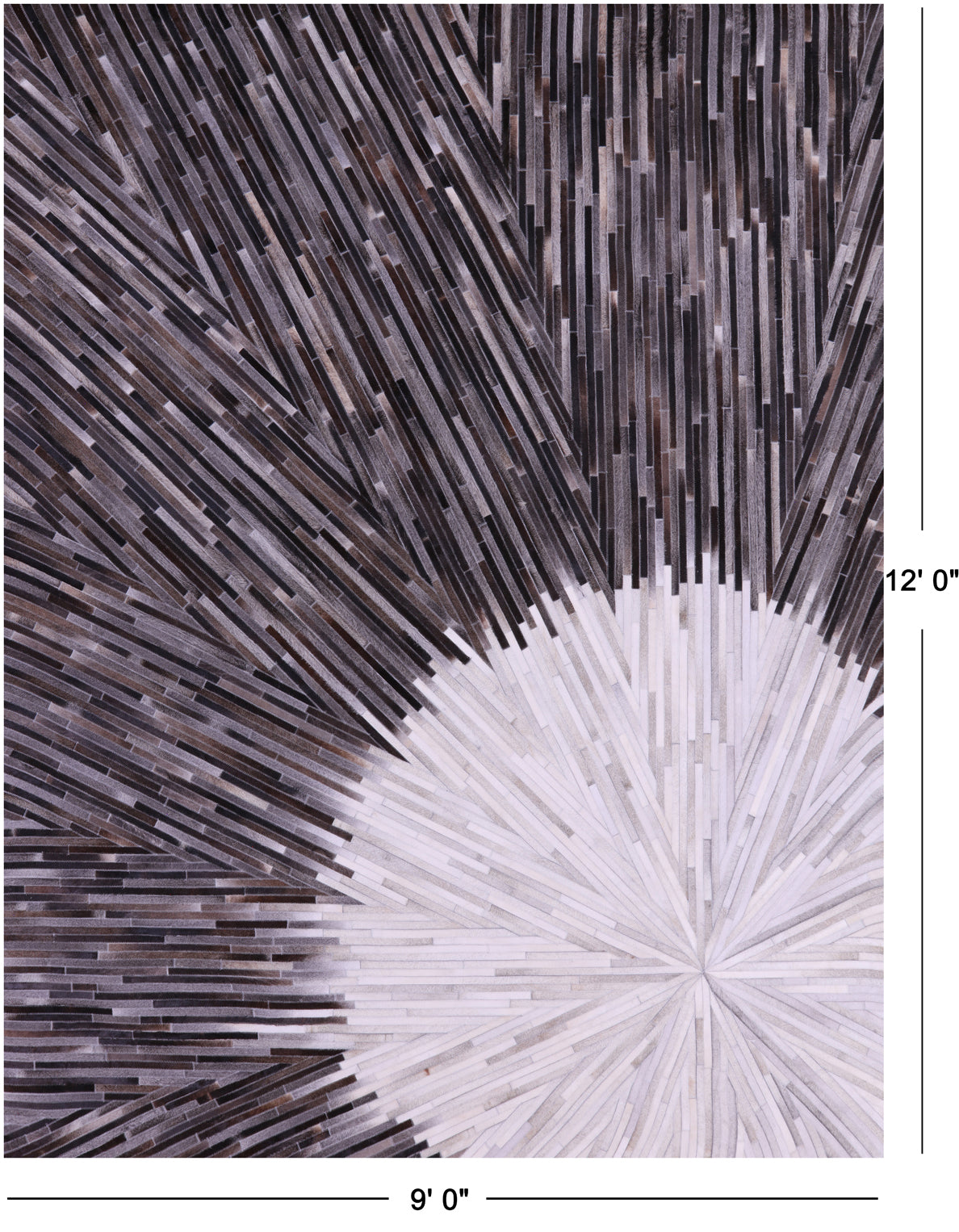 Brown & White Natural Cowhide Hand Stitched Patchwork Rug - 9' 0" X 12' 0"
