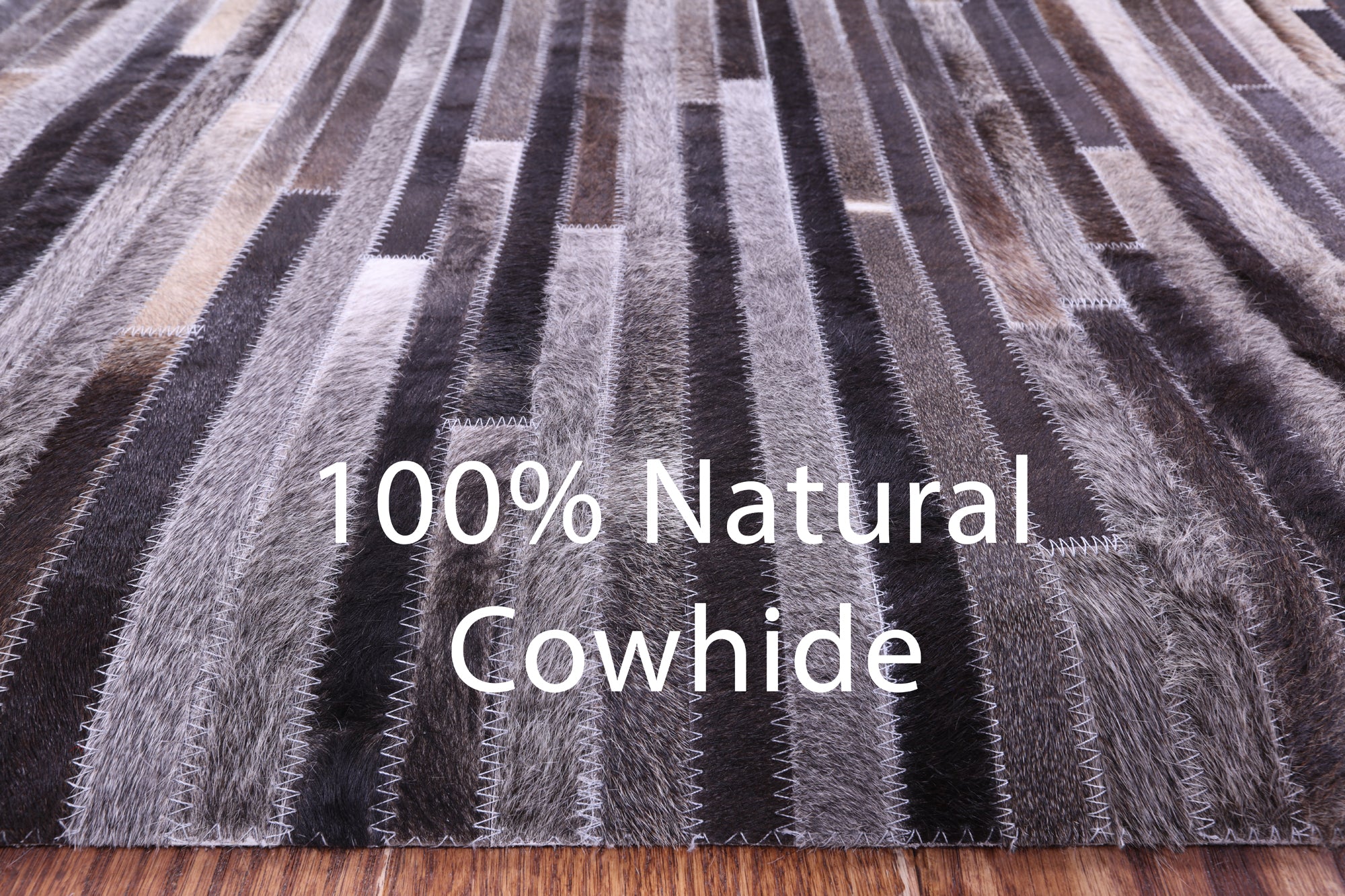 Brown & White Natural Cowhide Hand Stitched Patchwork Rug - 9' 0" X 12' 0"
