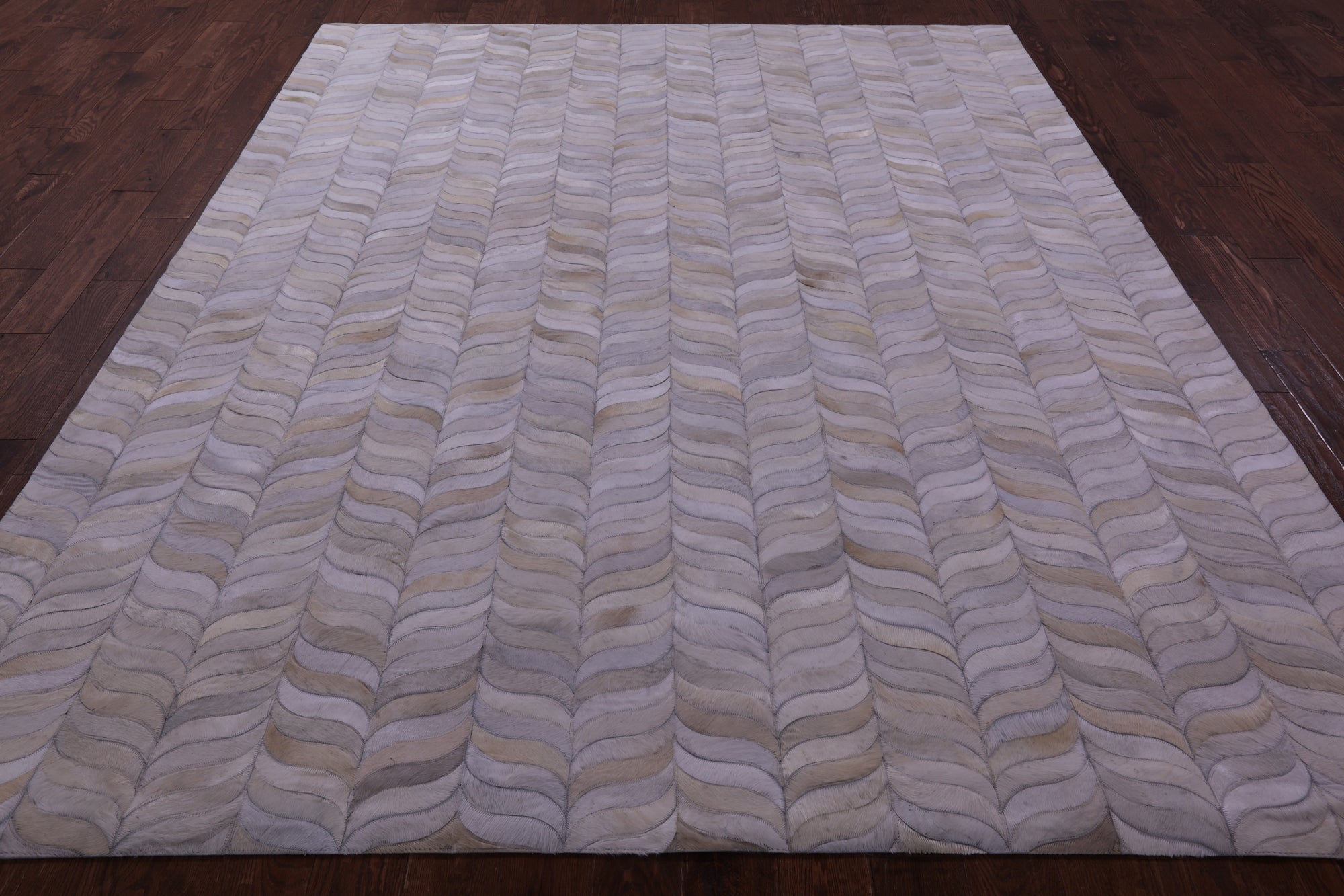 Ivory Natural Cowhide Hand Stitched Patchwork Rug - 8' 0" X 10' 0"