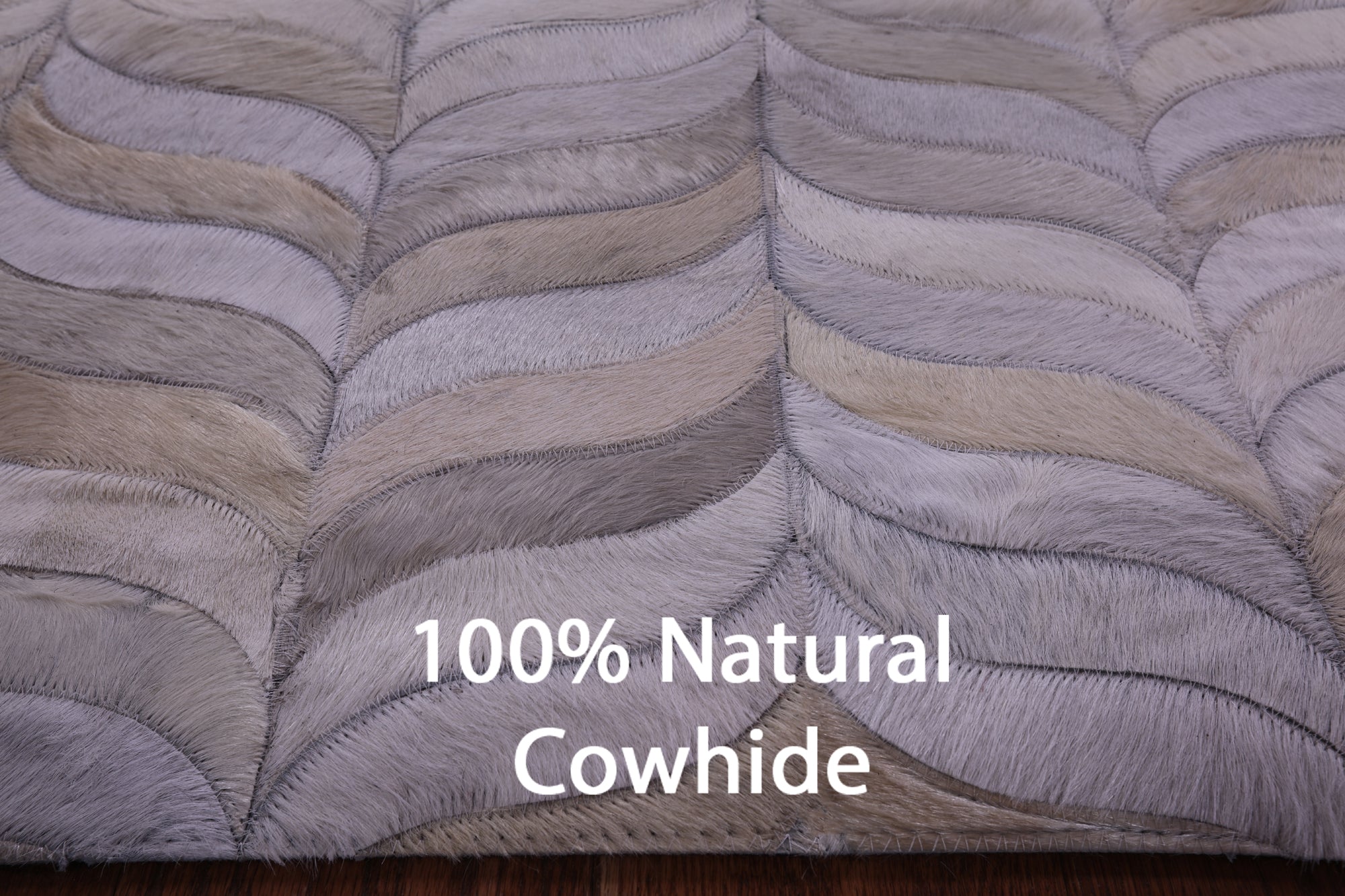 Ivory Natural Cowhide Hand Stitched Patchwork Rug - 8' 0" X 10' 0"