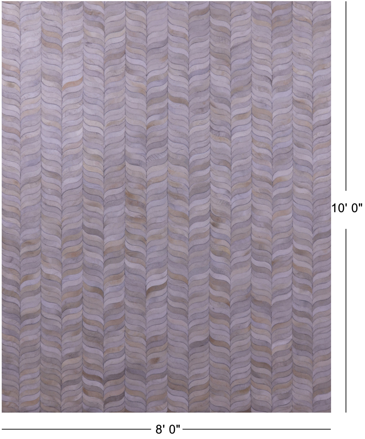 Ivory Natural Cowhide Hand Stitched Patchwork Rug - 8' 0" X 10' 0"