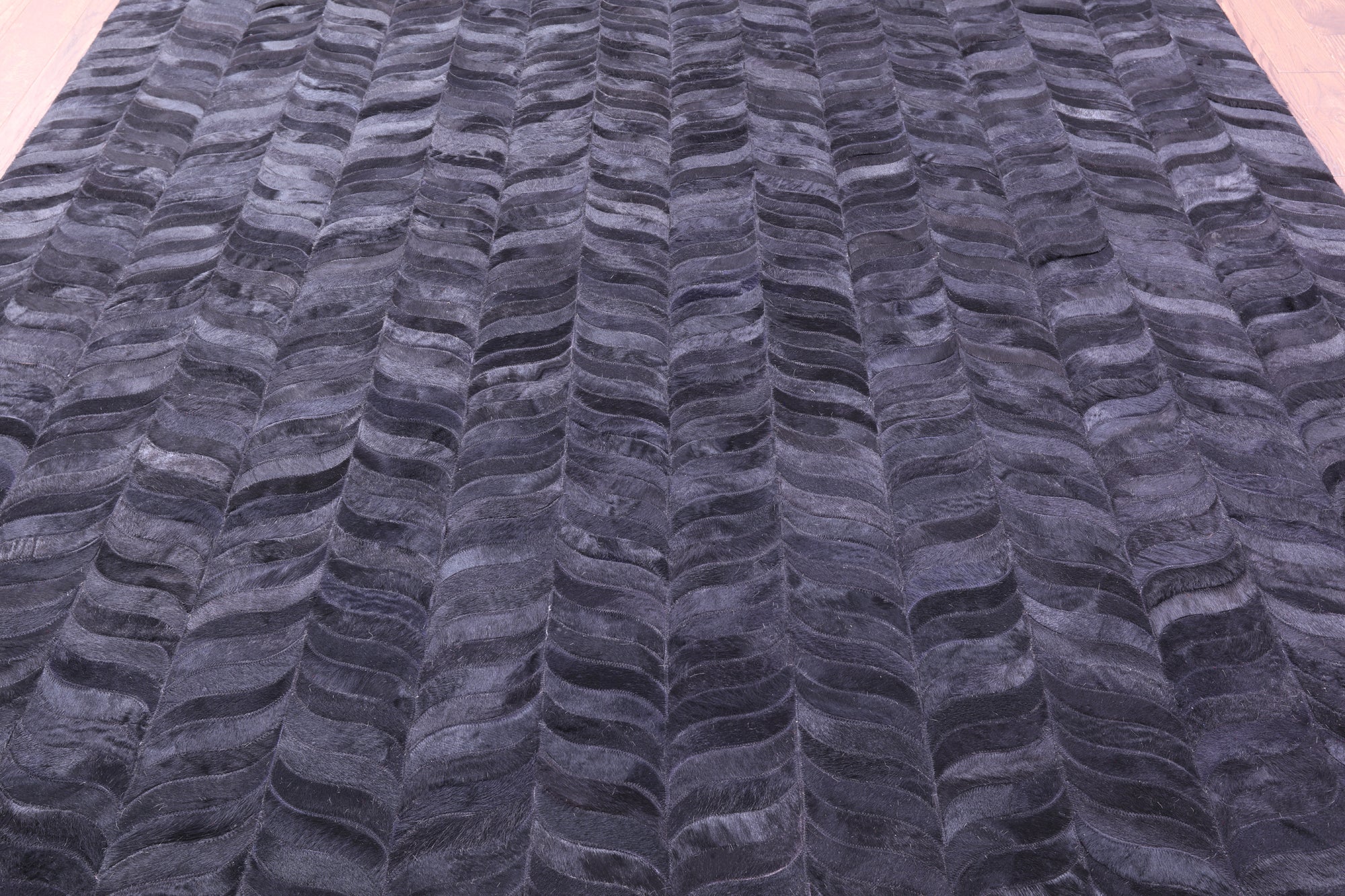 Black Natural Cowhide Hand Stitched Patchwork Rug - 8' 0" X 10' 0"