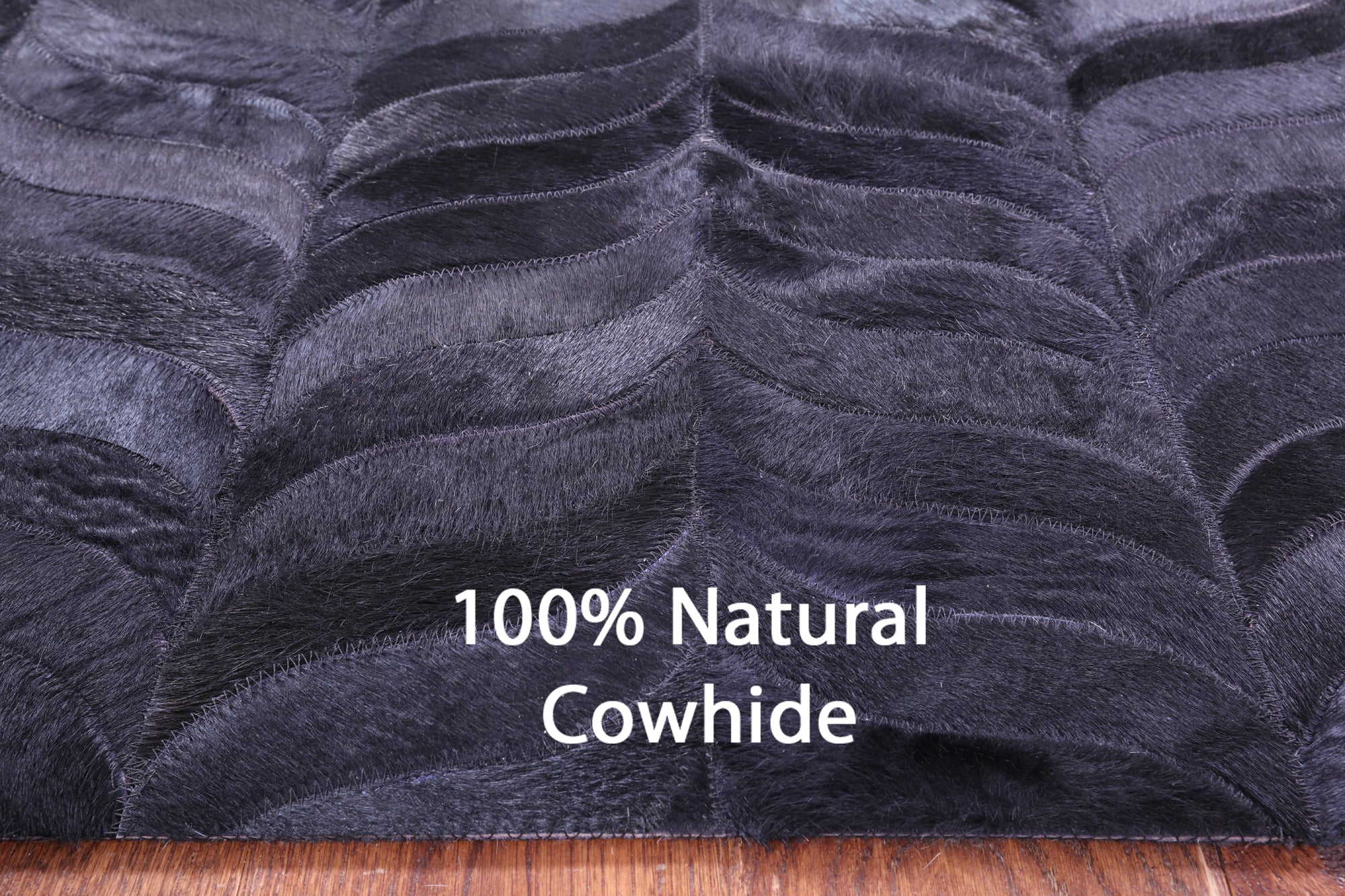Black Natural Cowhide Hand Stitched Patchwork Rug - 8' 0" X 10' 0"