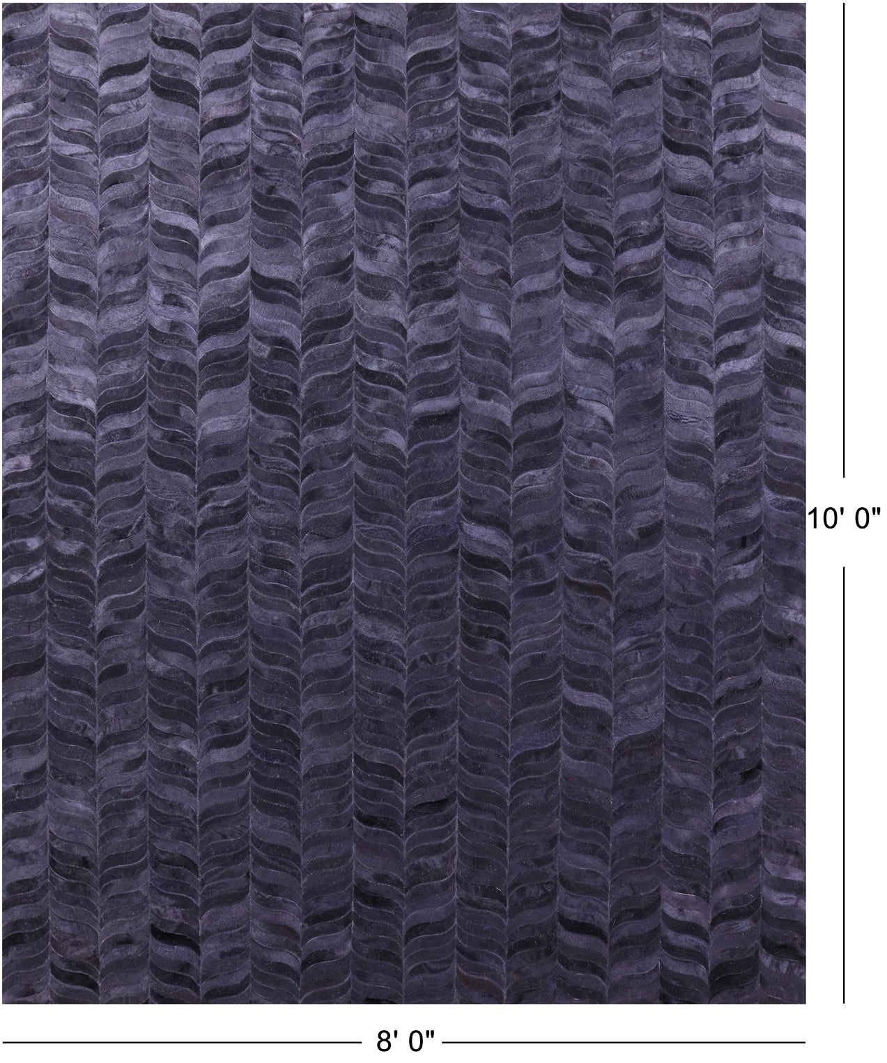 Black Natural Cowhide Hand Stitched Patchwork Rug - 8' 0" X 10' 0"