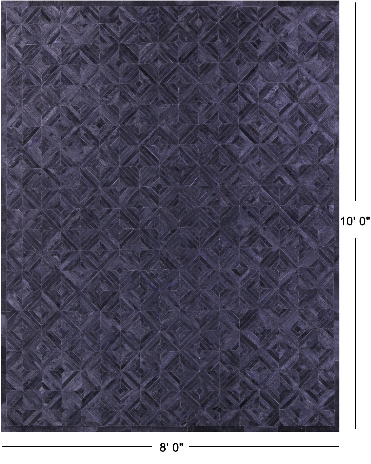 Black Natural Cowhide Hand Stitched Patchwork Rug - 8' 0" X 10' 0"