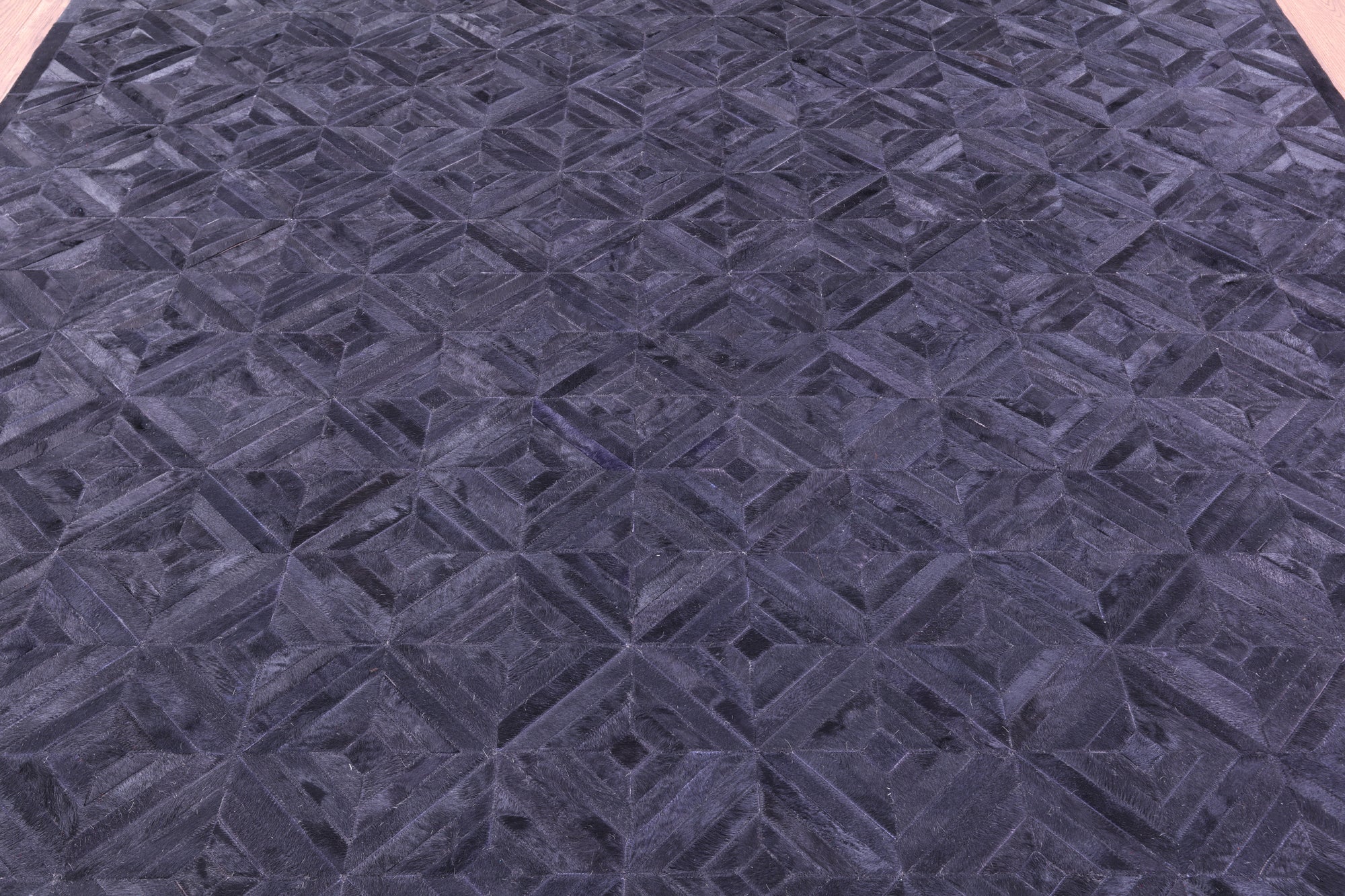 Black Natural Cowhide Hand Stitched Patchwork Rug - 8' 0" X 10' 0"