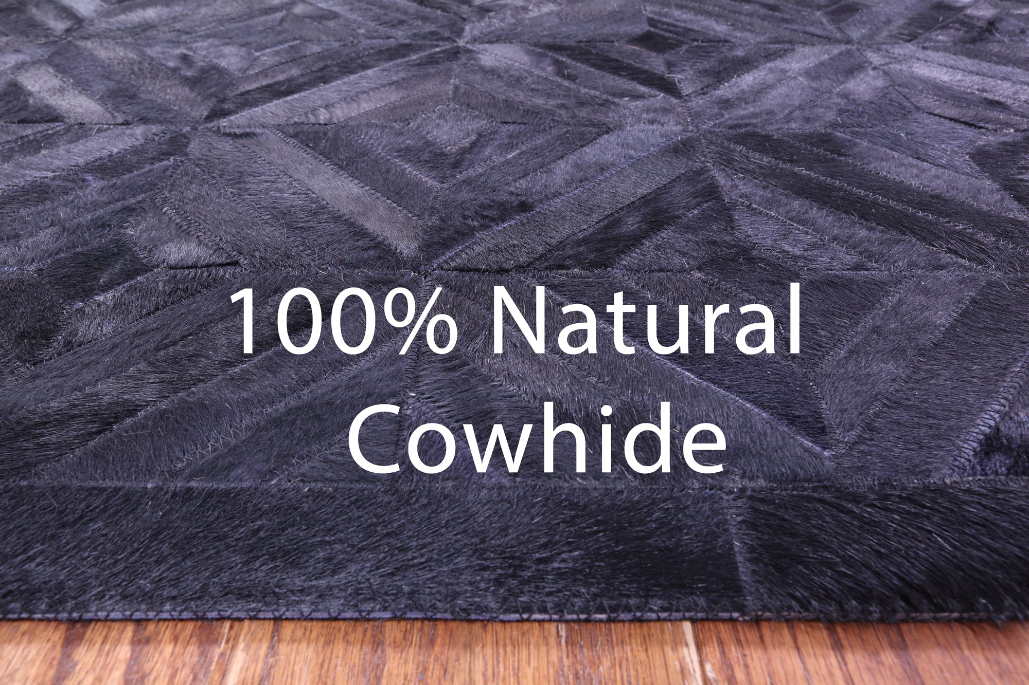 Black Natural Cowhide Hand Stitched Patchwork Rug - 8' 0" X 10' 0"