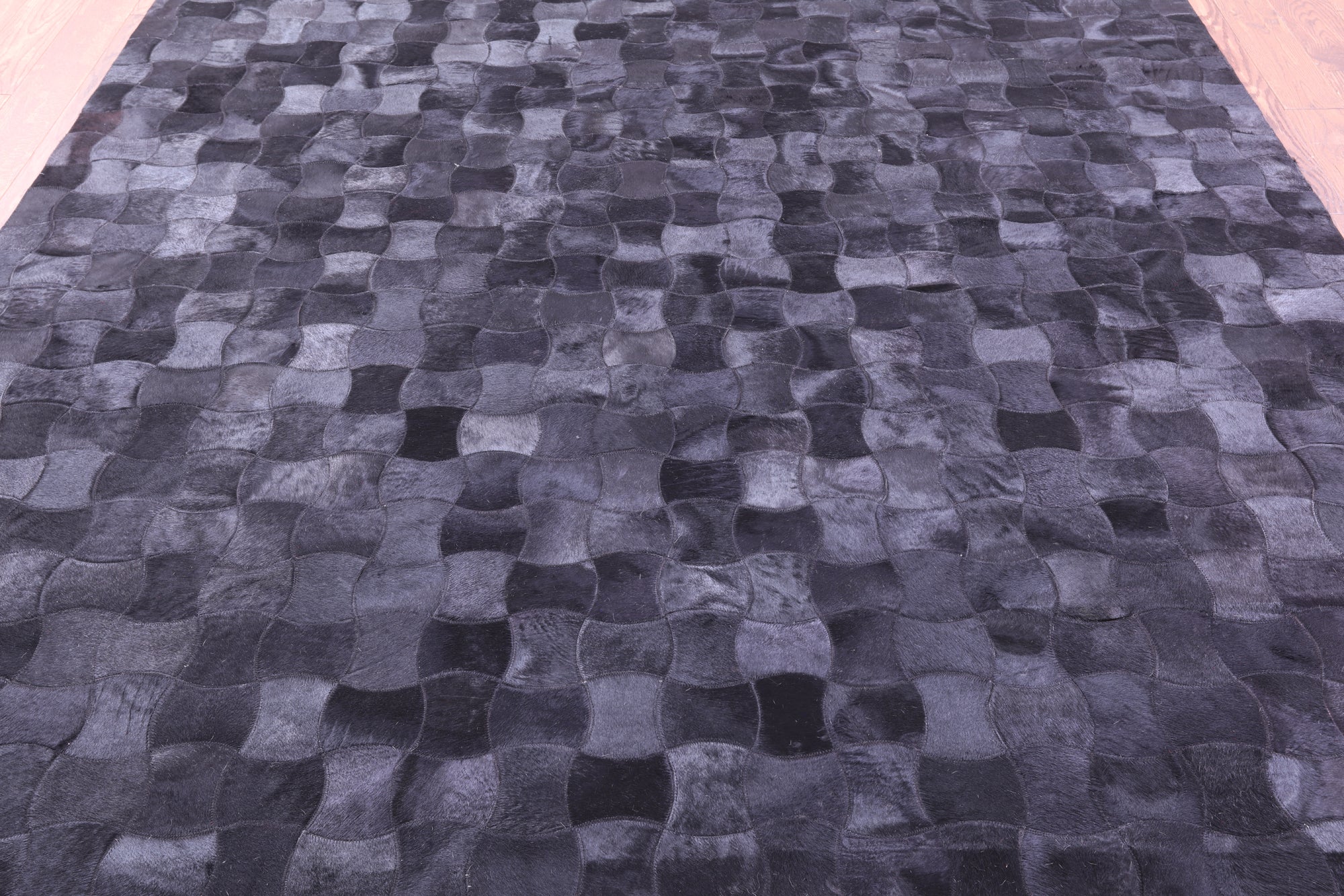Black Natural Cowhide Hand Stitched Patchwork Rug - 8' 0" X 10' 0"