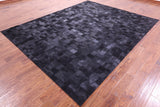 Black Natural Cowhide Hand Stitched Patchwork Rug - 8' 0" X 10' 0"