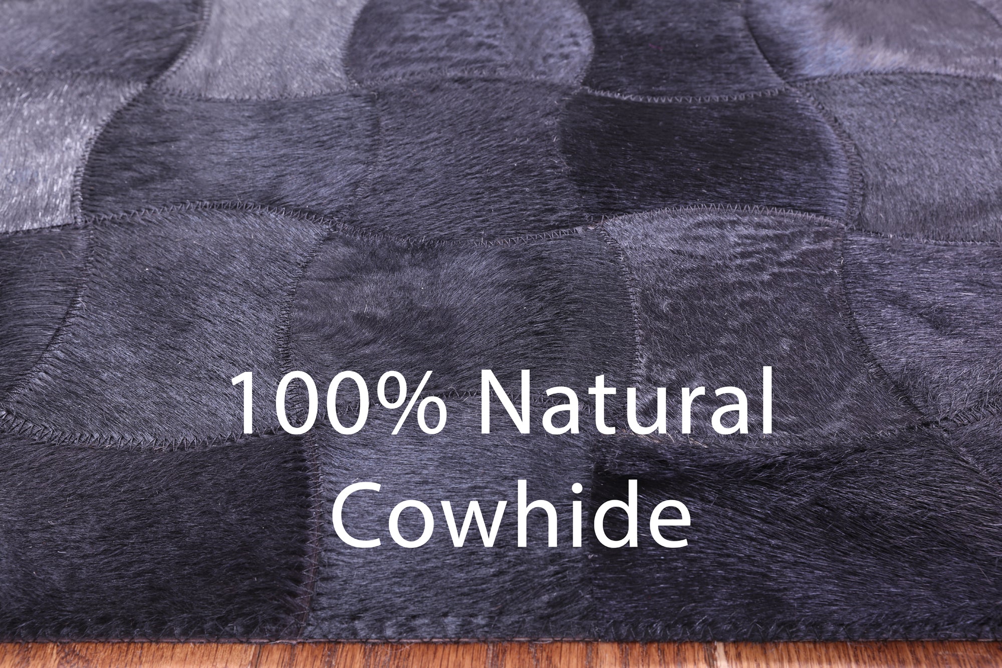 Black Natural Cowhide Hand Stitched Patchwork Rug - 8' 0" X 10' 0"
