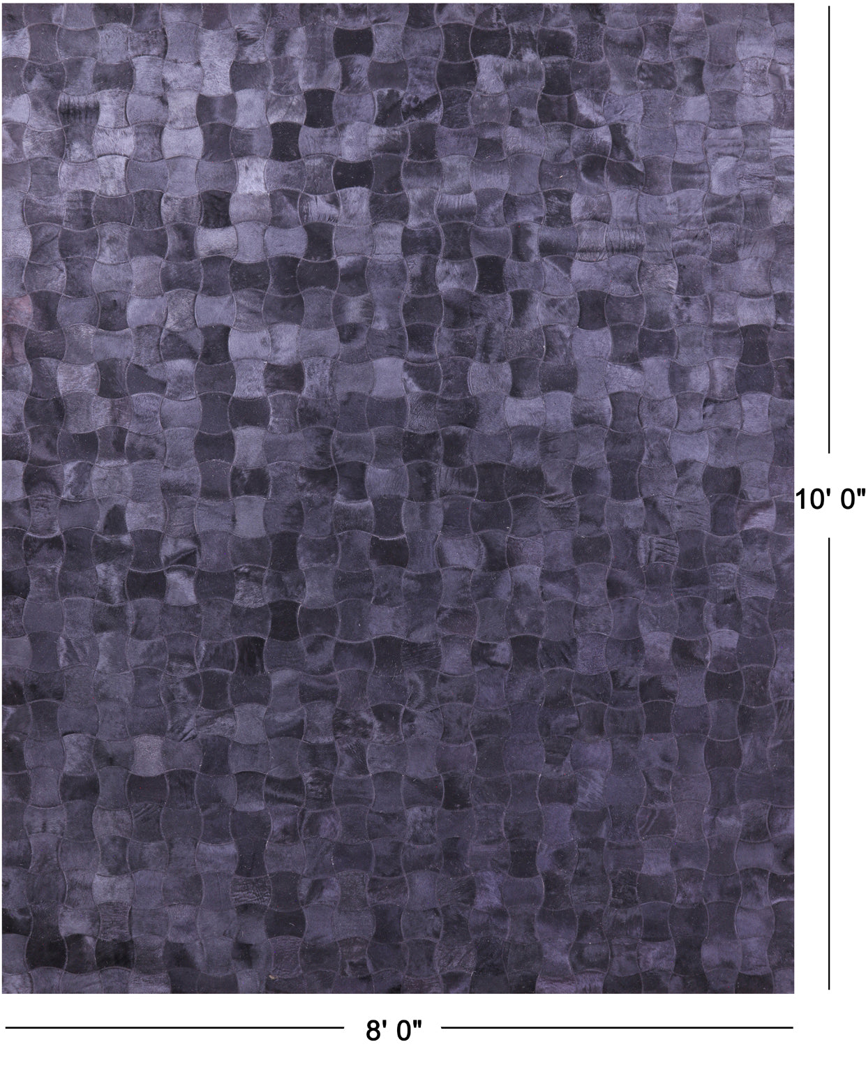 Black Natural Cowhide Hand Stitched Patchwork Rug - 8' 0" X 10' 0"
