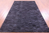 Black Natural Cowhide Hand Stitched Patchwork Rug - 6' 0" X 9' 0"