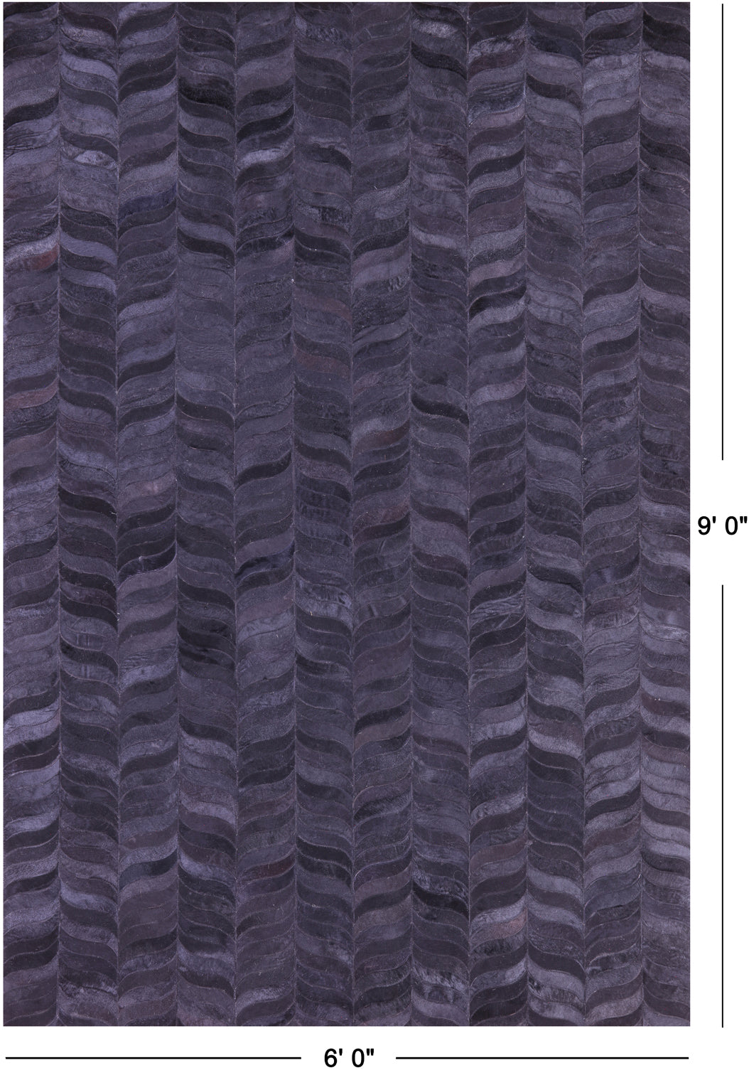 Black Natural Cowhide Hand Stitched Patchwork Rug - 6' 0" X 9' 0"
