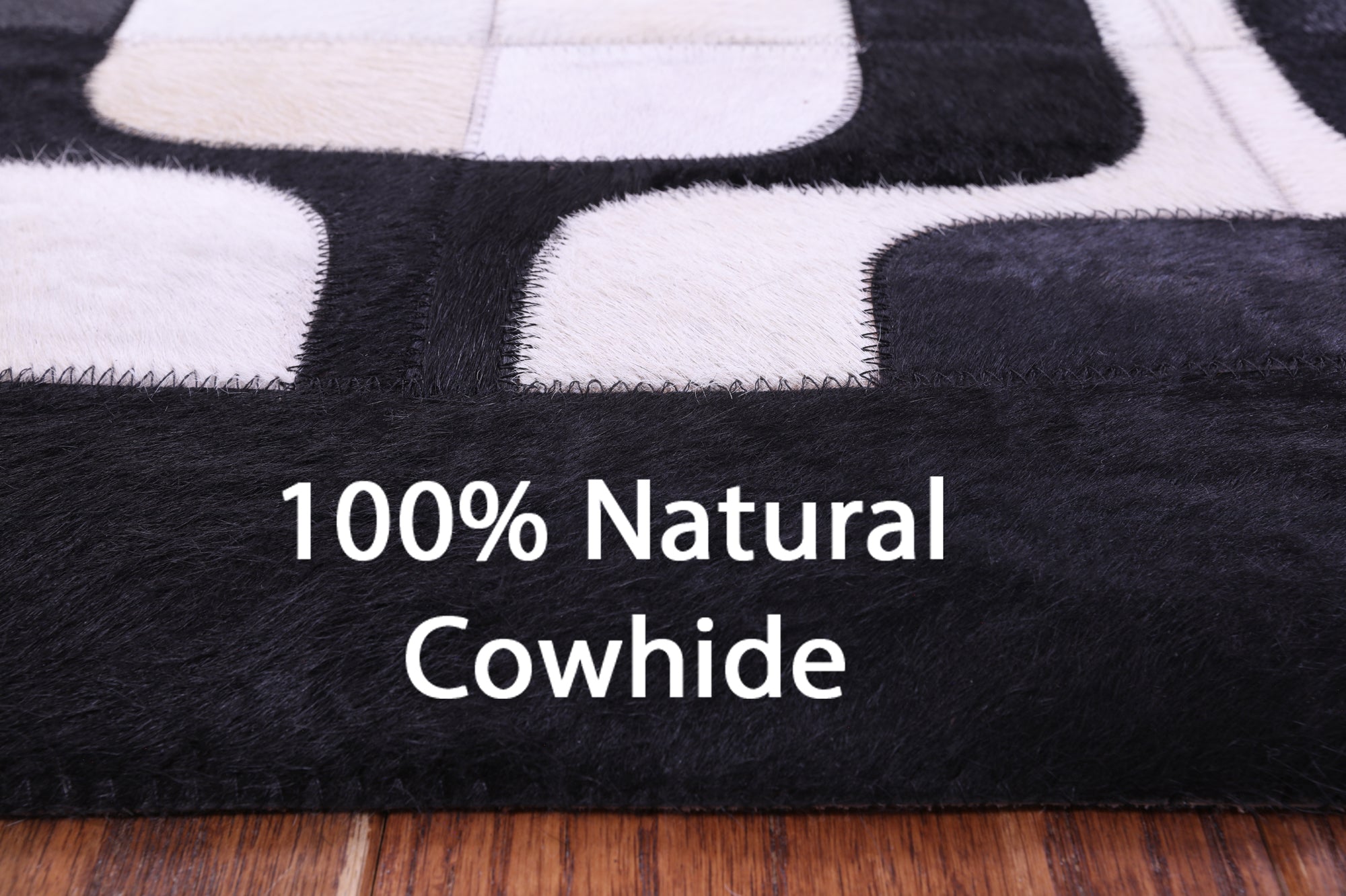 Black & White Natural Cowhide Hand Stitched Patchwork Rug - 8' 0" X 10' 0"