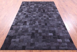Black Natural Cowhide Hand Stitched Patchwork Rug - 6' 0" X 9' 0"