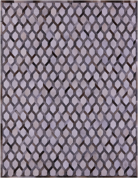 Grey & White Natural Cowhide Hand Stitched Patchwork Rug - 8' 0" X 10' 0"