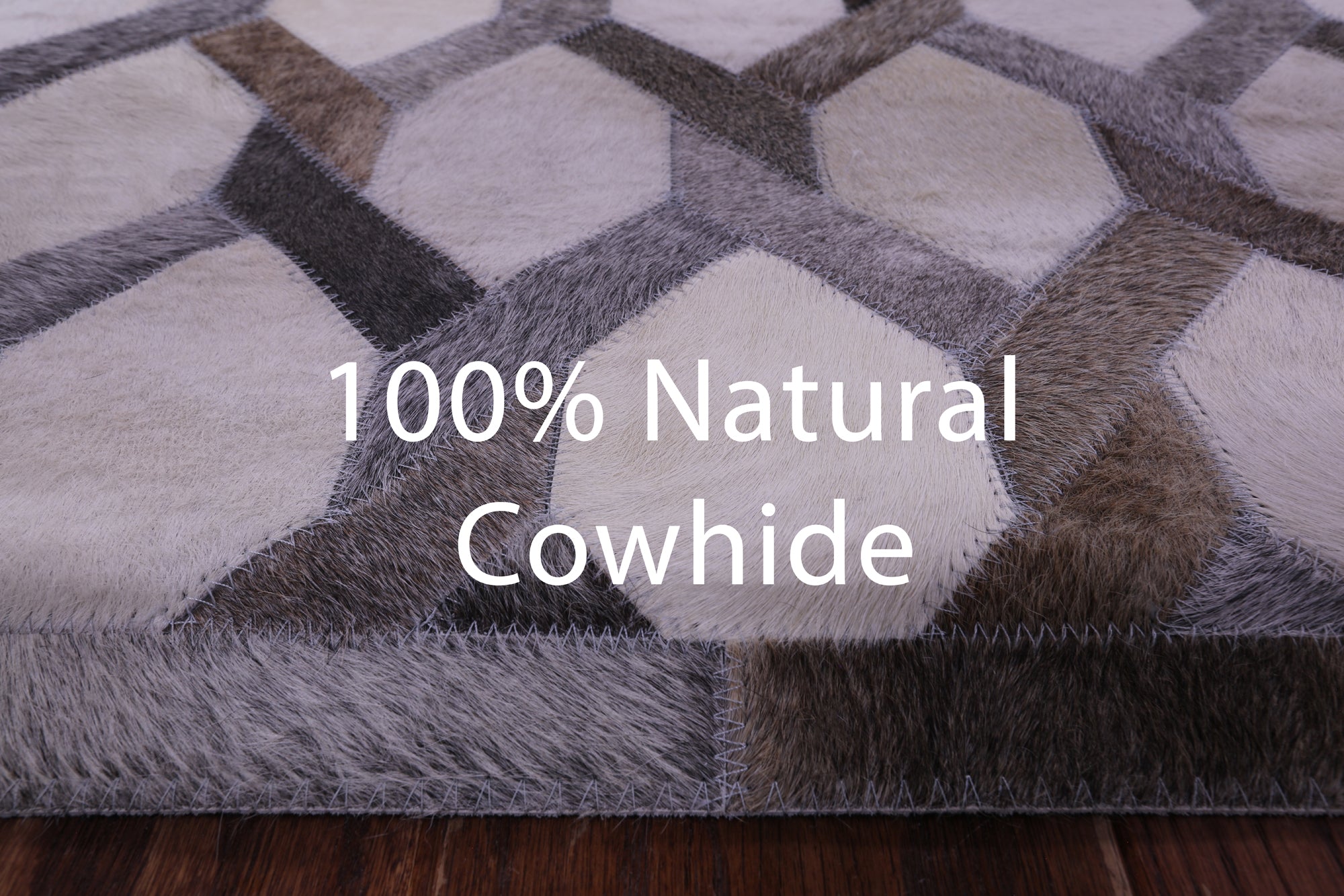Grey & White Natural Cowhide Hand Stitched Patchwork Rug - 8' 0" X 10' 0"