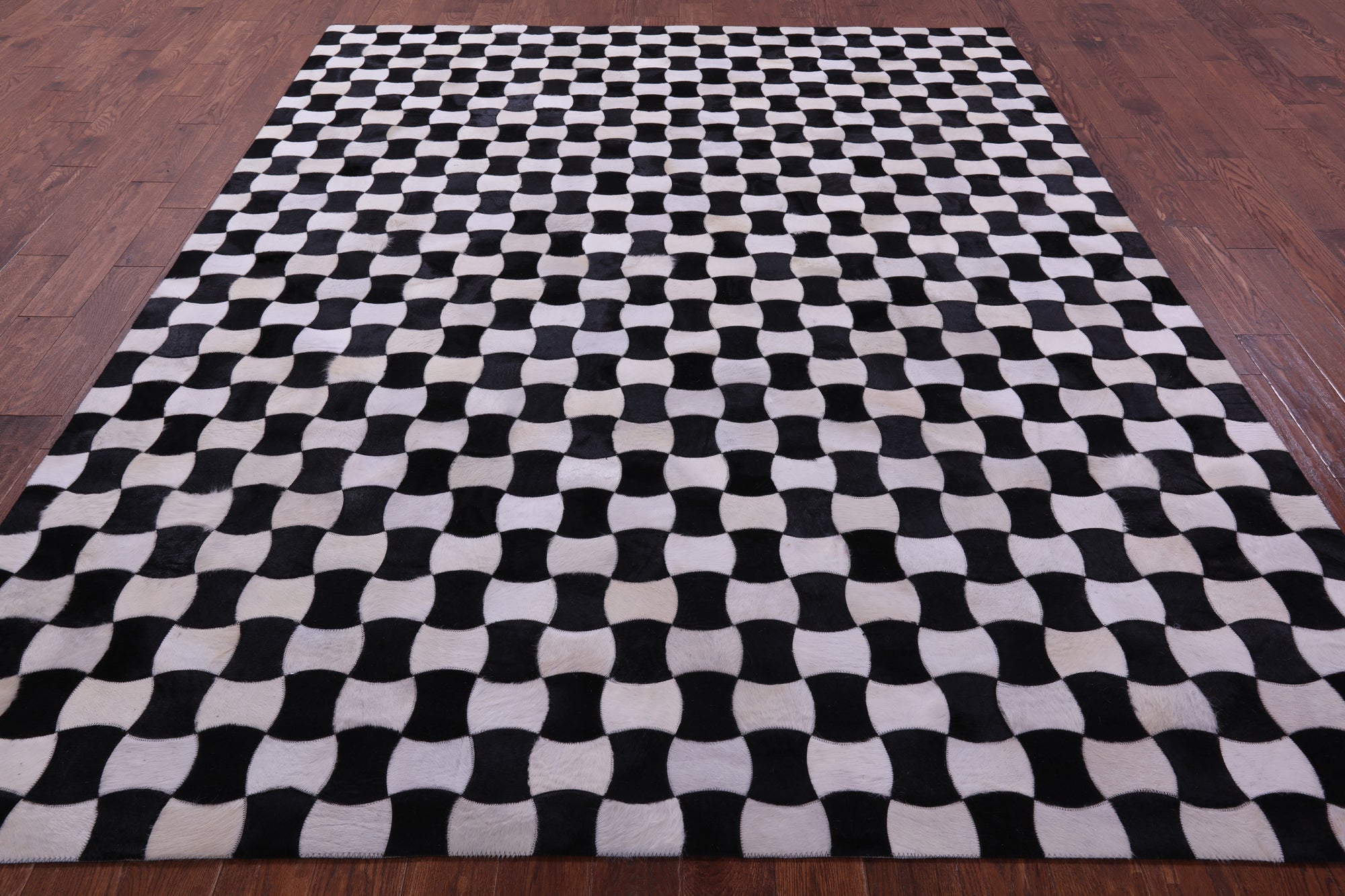 Black & White Natural Cowhide Hand Stitched Patchwork Rug - 8' 0" X 10' 0"