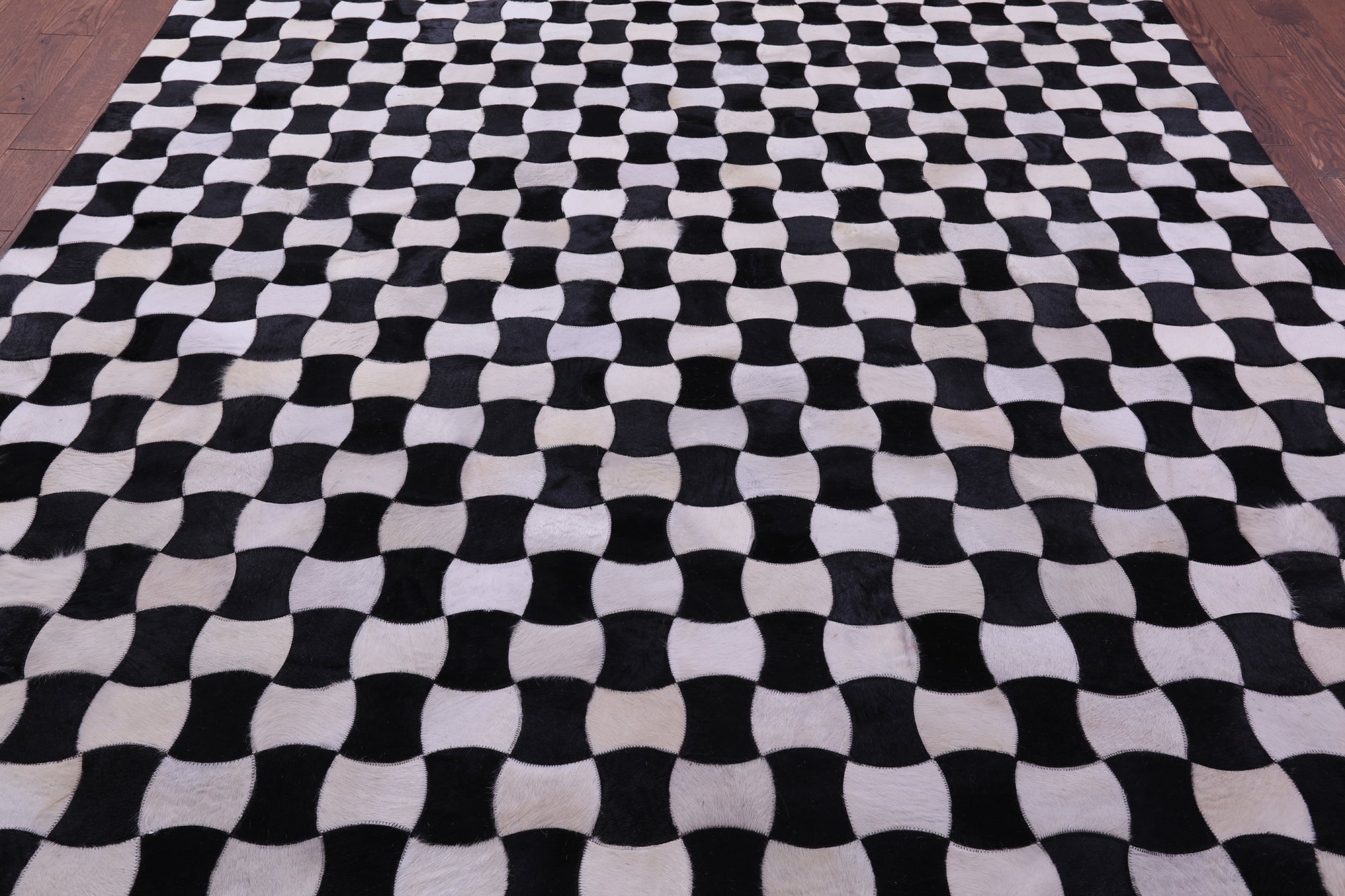 Black & White Natural Cowhide Hand Stitched Patchwork Rug - 8' 0" X 10' 0"